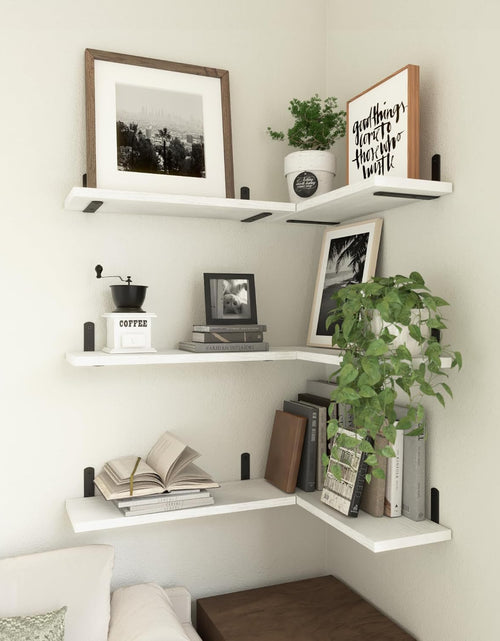 Load image into Gallery viewer, Floating Shelves Set of 6, Wood Rustic Farmhouse Shelves for Wall Decor, White
