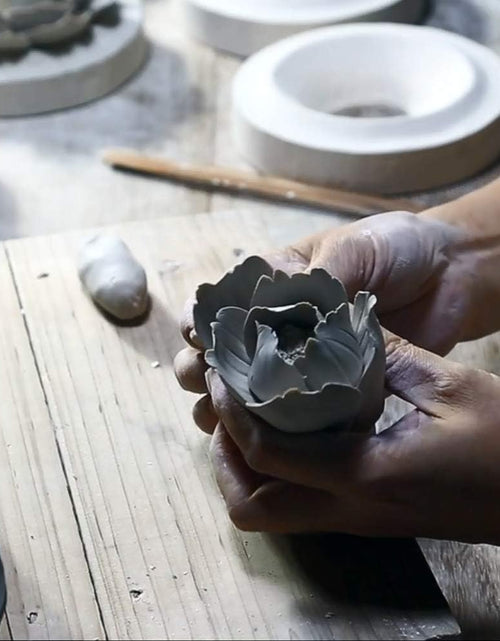 Load image into Gallery viewer, Ceramic Wall Flowers 3D Handmade Art Decor Wall Hanging Decorative White Peony

