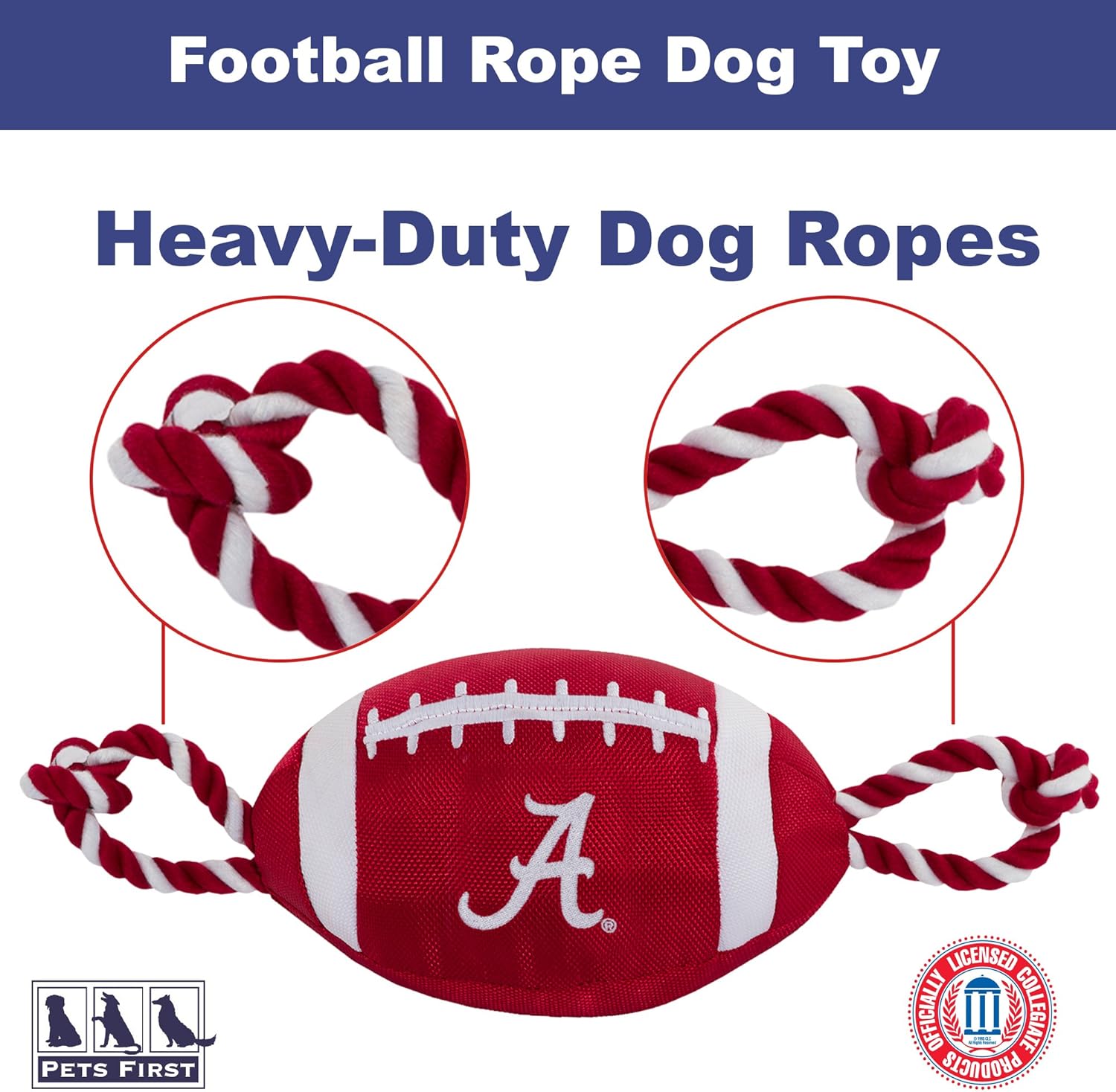 NCAA Alabama Crimson Tide Football Dog Toy, Tough Quality Nylon Materials