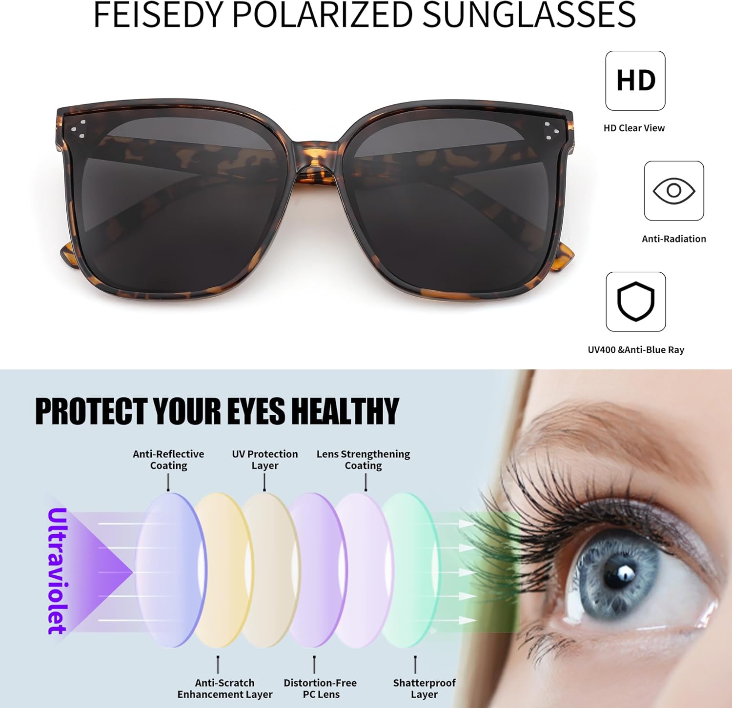 Retro Square Polarized Sunglasses Women Men Vintage Minimalist Shades B2600
