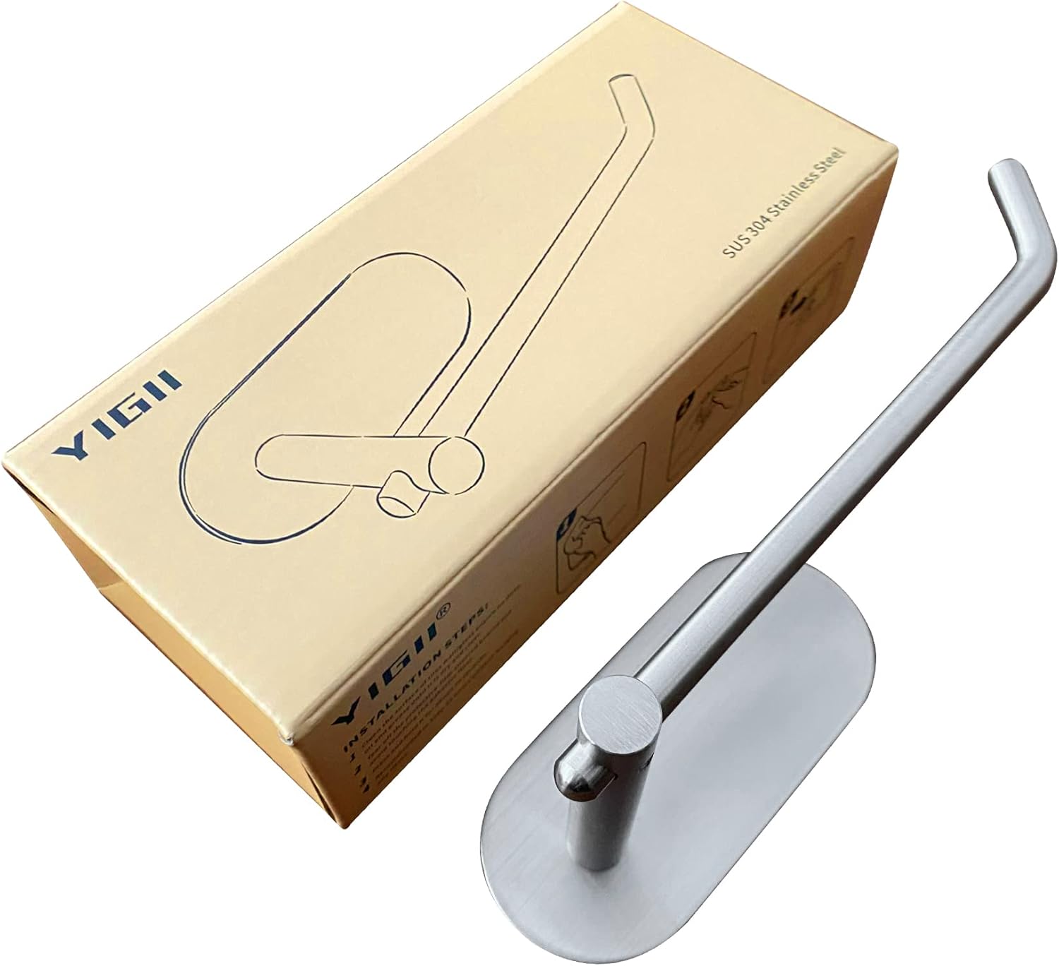 Self Adhesive Toilet Roll Holder for Bathroom Kitchen Stick on Wall Stainless Steel Brushed