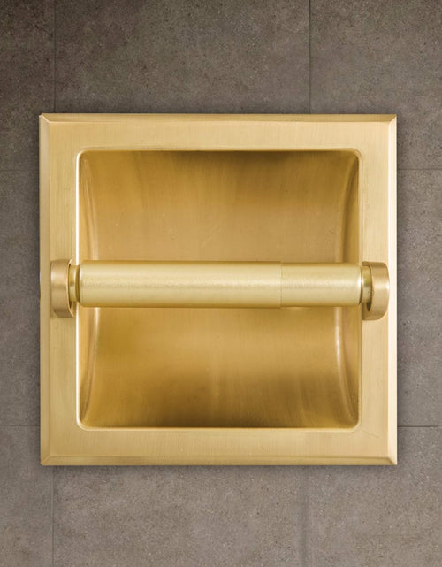 Load image into Gallery viewer, Recessed Gold Toilet Paper Holder, Wall Mounted Heavy Duty Metal with Rear Mounting Bracket, in Wall, Easy Installation, Satin Brass

