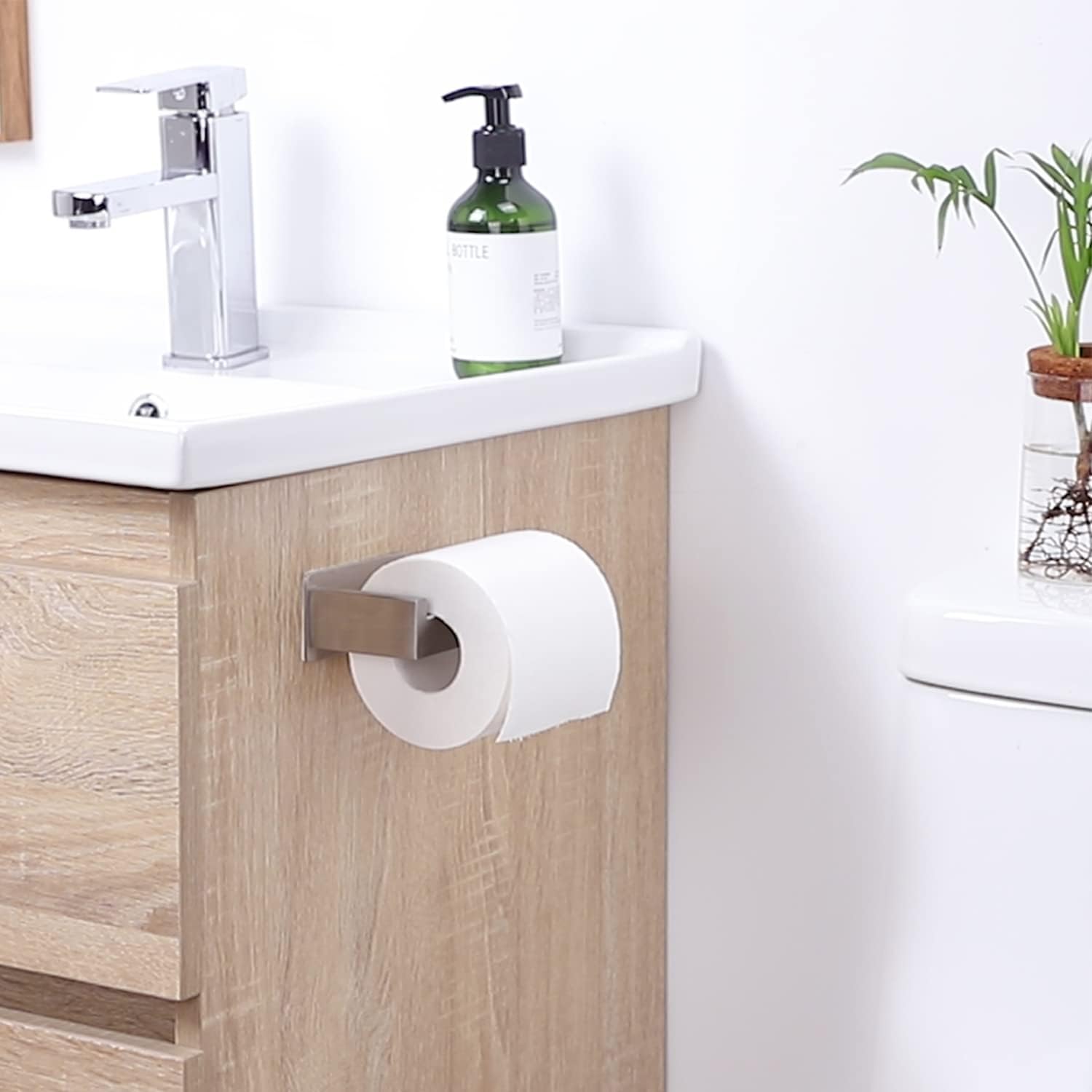 Self Adhesive Toilet Tissue Holder for Toilet Roll Bathroom Stick on Wall Stainless Steel Brushed