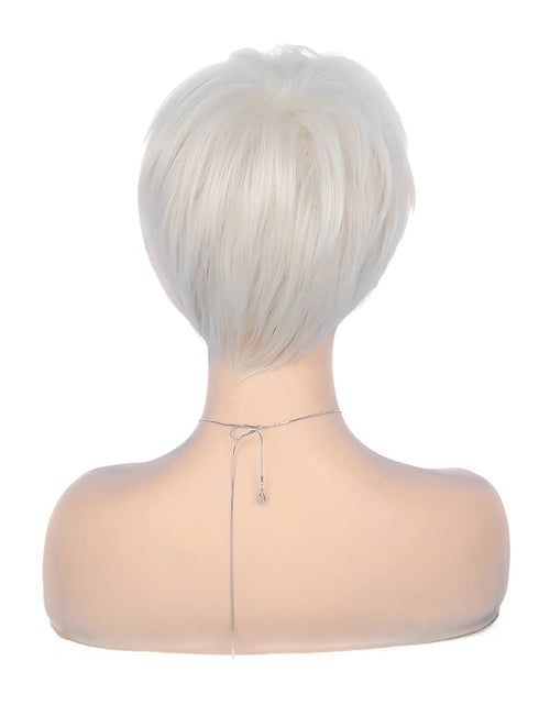 Load image into Gallery viewer, Short Cream White Wigs for Women Synthetic Natural Party Cosplay Pixie Wig with Wig Cap, Cream White
