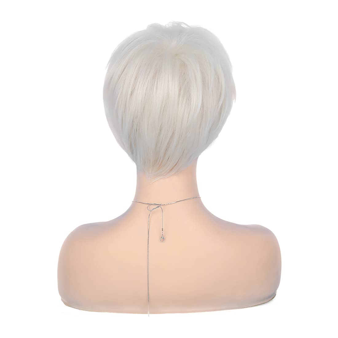 Short Cream White Wigs for Women Synthetic Natural Party Cosplay Pixie Wig with Wig Cap, Cream White
