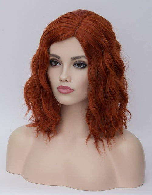 Load image into Gallery viewer, Short Curly Orange Wig, Heat Resistant 35cm Fashion Ginger Red Wig, Synthetic Curly Auburn Bob Wig Suit, Orange
