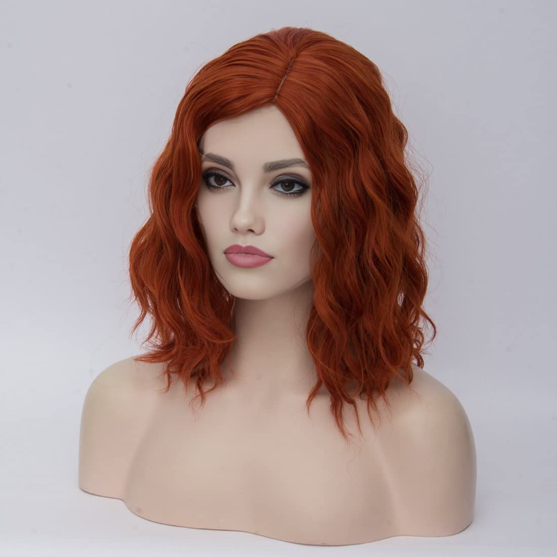 Short Curly Orange Wig, Heat Resistant 35cm Fashion Ginger Red Wig, Synthetic Curly Auburn Bob Wig Suit, Orange