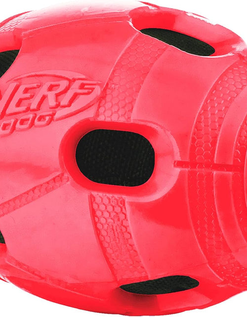 Load image into Gallery viewer, Rubber Football Dog Toy with Interactive Squeaker and Crunch, Lightweight, 6 Inch Diameter for Medium/Large Breeds, Single Unit, Red
