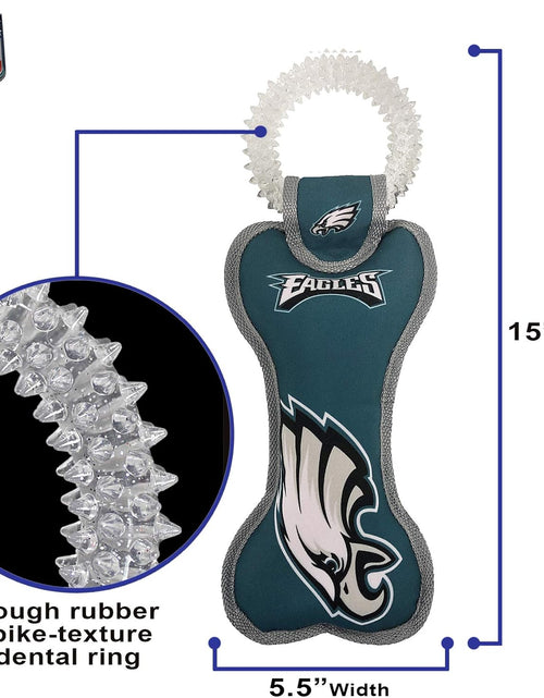 Load image into Gallery viewer, NFL Philadelphia Eagles Dental Dog TUG Toy with Squeaker. Tough PET Toy for Healthy Fun
