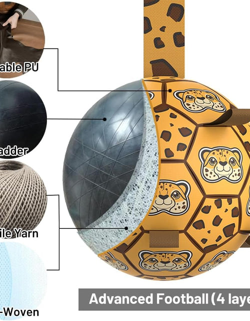 Load image into Gallery viewer, Dog Toys Soccer Ball with Straps, World Cup Interactive Dogs Toys for Tug of War  (Leopard - Large)
