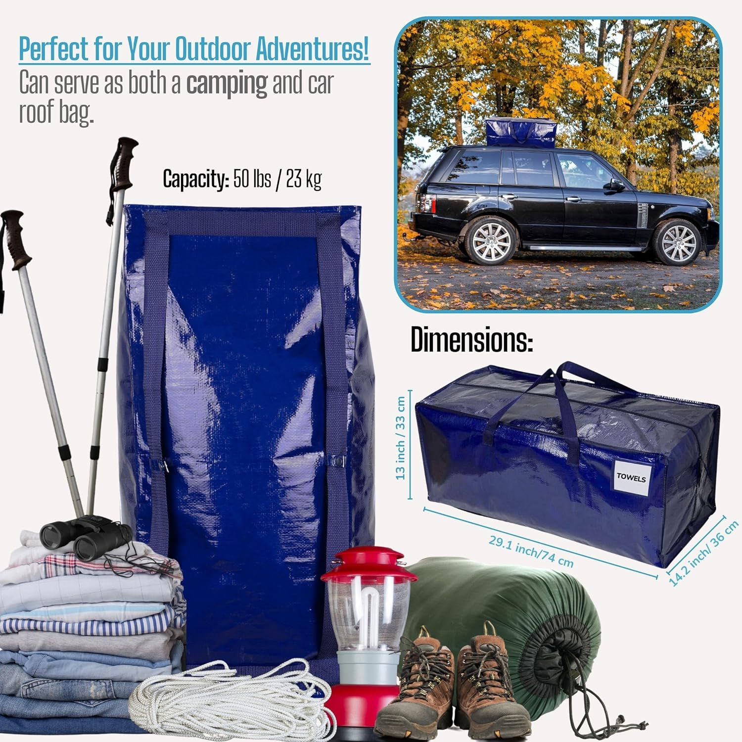 6 Pack Moving Bags w/Backpack Straps, Moving Boxes & Storage Bins Alternative, Packing Supplies, Camping Accessories