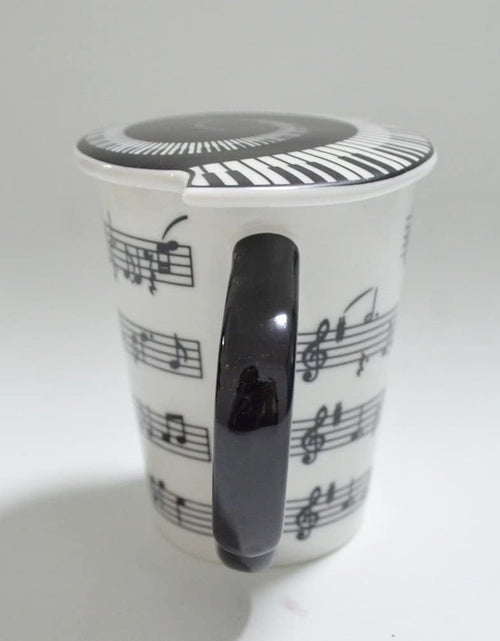 Load image into Gallery viewer, Creative Ceramic Musician Coffee Mug Tea Cup with Lid Staves
