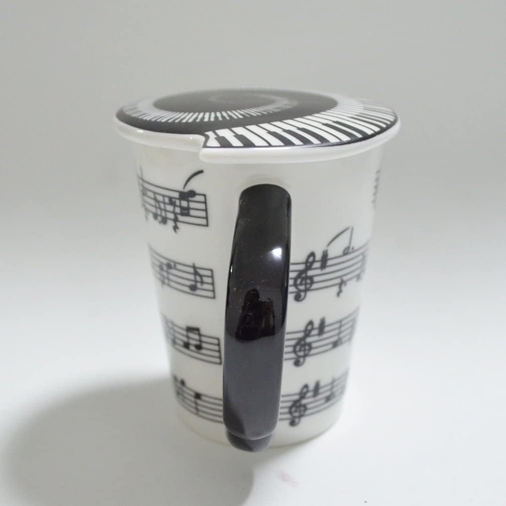 Creative Ceramic Musician Coffee Mug Tea Cup with Lid Staves