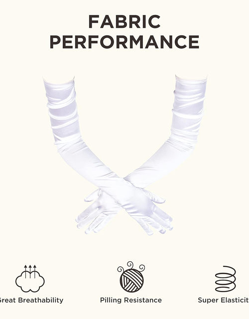 Load image into Gallery viewer, Long Opera Party 1920s Satin Tea Party Gloves Costume Stretchy Adult Size Elbow Length (70cm, White)
