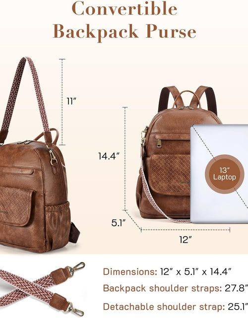 Load image into Gallery viewer, PU Leather Backpack Purse for Women, Convertible Travel Backpack, Designer Ladies Shoulder Bag
