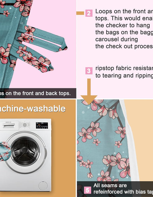 Load image into Gallery viewer, Floral Tote Bags Foldable Flower Grocery Reusable Bags Large Shopping Tote for Groceries, 6 PIeces
