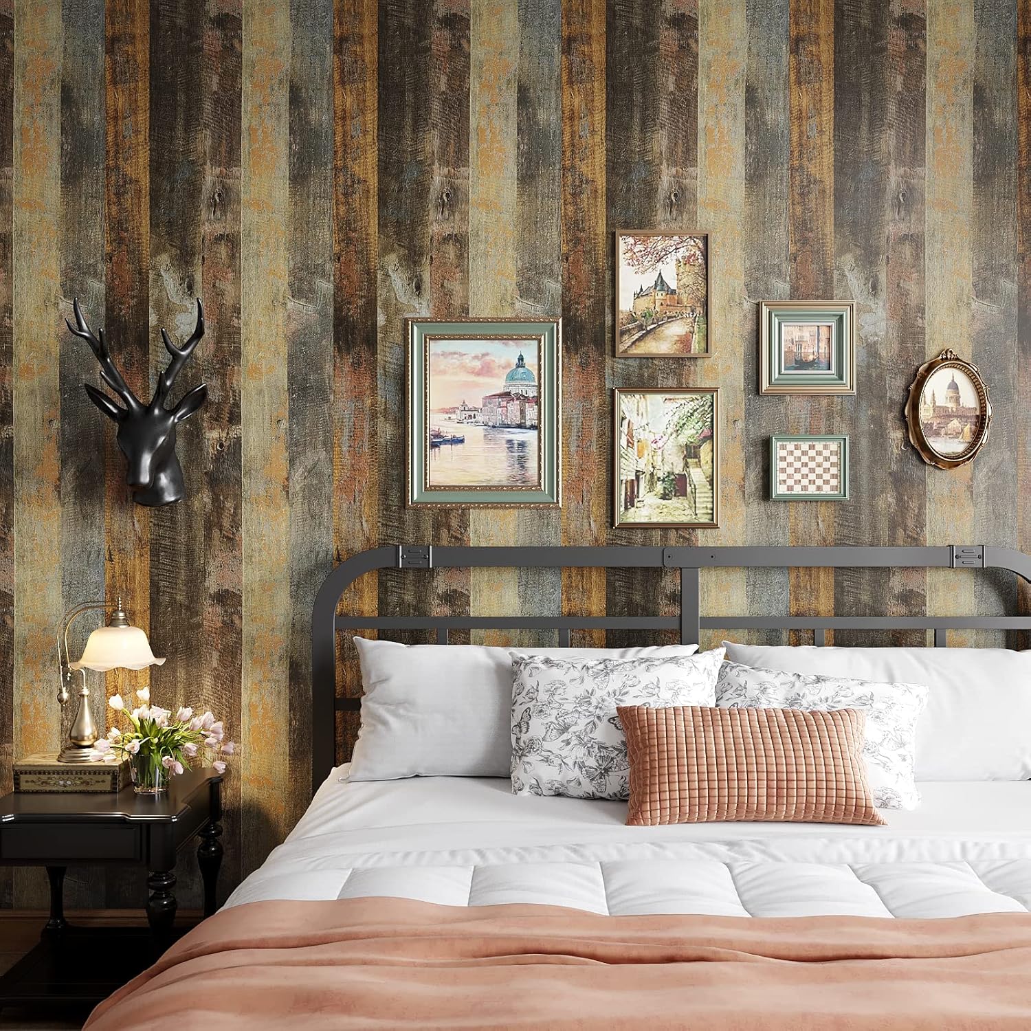 Chipped Paint Wood Contact Paper for Countertops Waterproof Brown Peel and Stick Shiplap Wallpaper 15.7''x118''