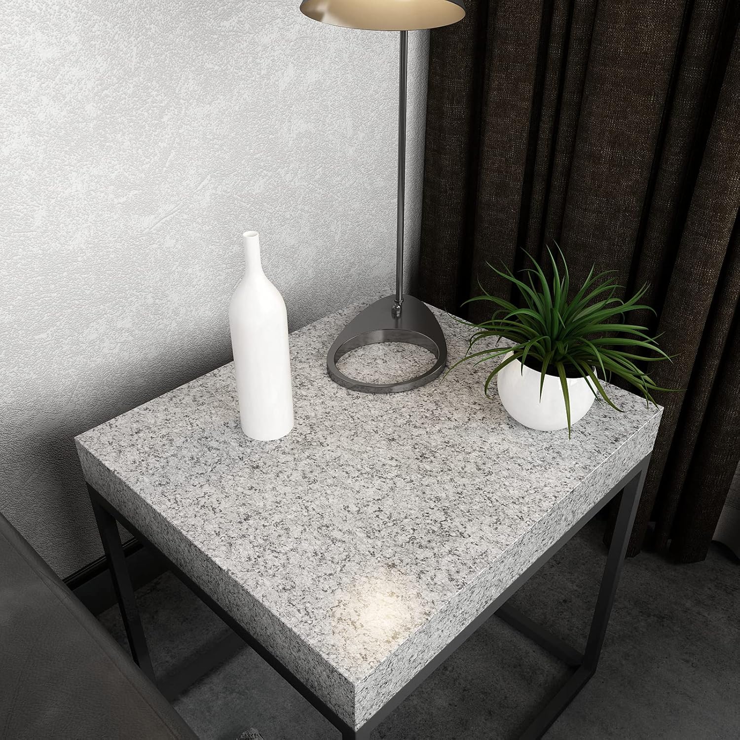 Countertops Waterproof Self Adhesive Grey Granite Wallpaper Peel and Stick, 15.7''x118'' Granite