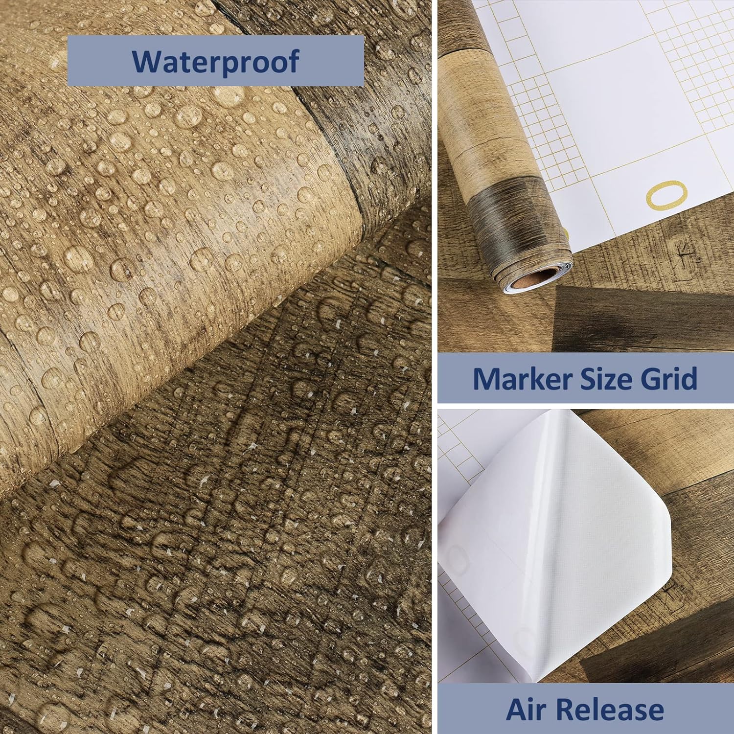 Brown Wood Wallpaper Peel and Stick Decorative Vinyl Countertop for Bedroom Accent Wall 15.75" x 78"