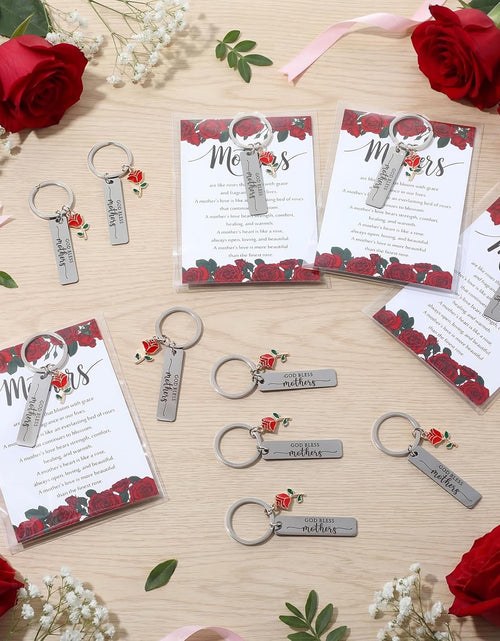Load image into Gallery viewer, Mother’s Day Christian Gift Set – Church Bulk Keychains with Prayer Cards ( FREE Knitted Inspirational Positive Tulip )
