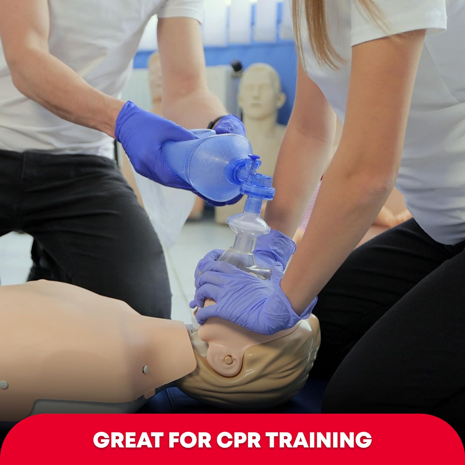 First Aid Adult and Infant CPR Mask Combo Kit with 2 Valves with Pair of Vinyl Gloves