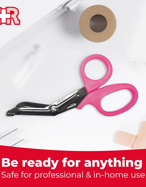 Load image into Gallery viewer, Autoclavable Titanium Bonded Bandage Shears 7 1/4&quot; Bent, Pink - 2 Pack, Pink/Black
