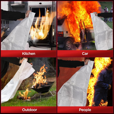 2 Pcs, 40" x 40" Fiberglass Suppression Blanket Portable Fire Extinguisher Blanket