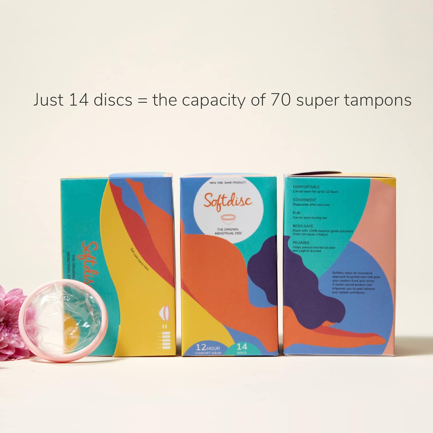 Disposable Period Discs | Tampon, Pad, and Cup Alternative | Capacity of 3 Super Tampons,14 Counts