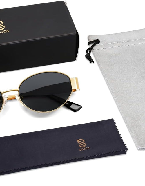 Load image into Gallery viewer, Retro Oval Sunglasses for Women Men Trendy Sun Glasses Classic Shades UV400 Protection (Gold/Grey)
