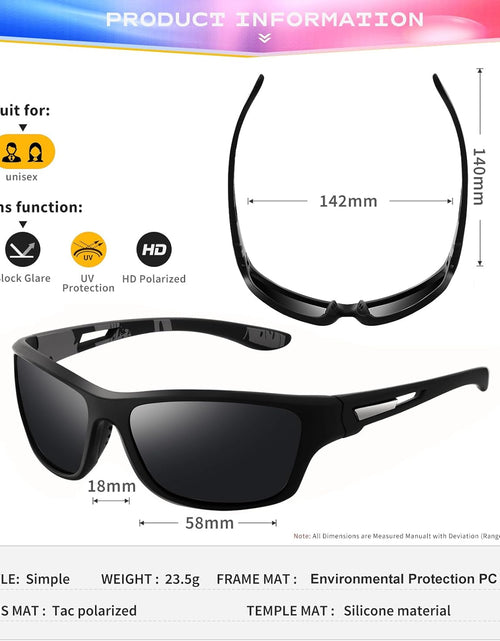 Load image into Gallery viewer, Polarized Sports Sunglasses for Men: UV400 Protection Glasses, Black
