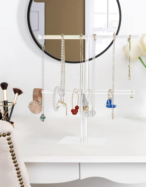 Load image into Gallery viewer, Acrylic Jewelry Stand Necklace Holder, Clear 2-Tier Tower Stand for Bangles, Necklaces, Bracelets
