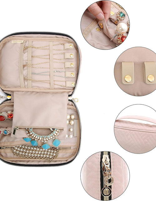 Load image into Gallery viewer, Jewelry Organizer Case Travel Storage Bag for Necklace, Earrings, Rings, Bracelet, Soft Pink, Medium
