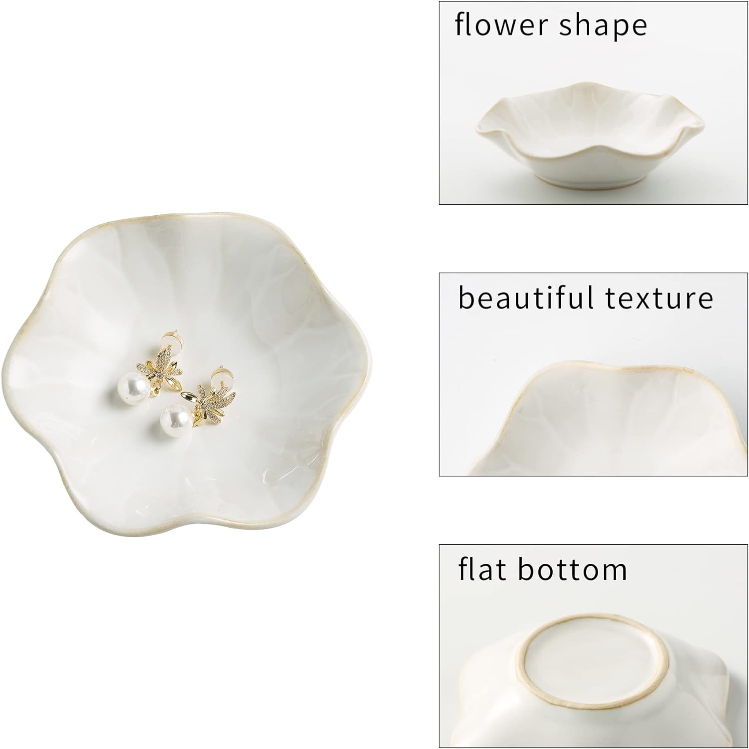 Jewelry Dish Tray, Ring Dish, Ceramic Trinket Tray (milky white)