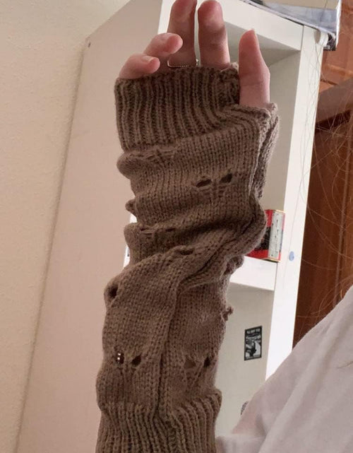 Load image into Gallery viewer, Grunge Gloves Fairy Grunge Accessories Ripped Glove Crochet, Brown
