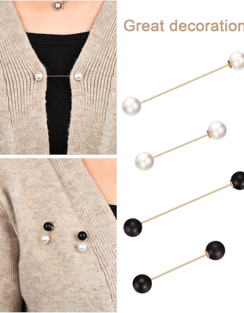 Load image into Gallery viewer, 6 Pieces Sweater Shawl Clips Retro Pearl Brooch Pins Crystal Cardigan Collar Clip Clothing Costume Accessory
