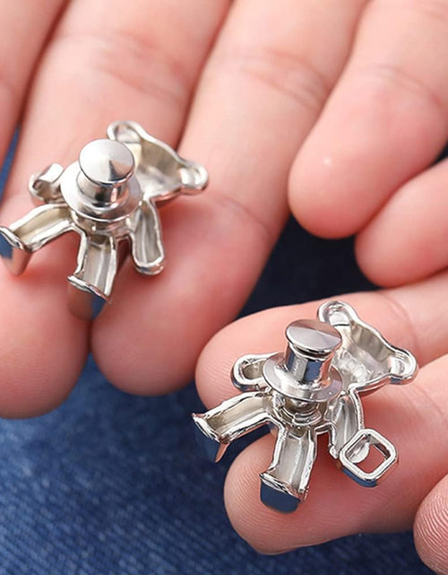 Load image into Gallery viewer, 8 Pairs Cute Bear Jeans Button Pins for Clothing Pants No Sewing Detachable Waist Body Fit (Gold+Silver)
