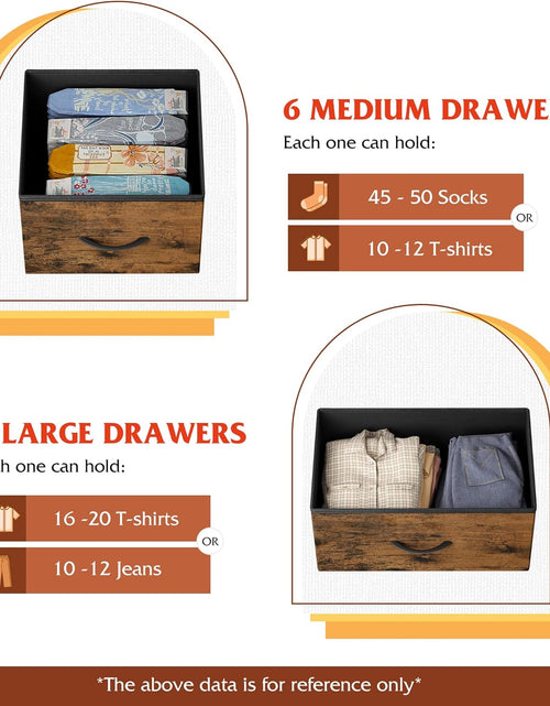 Load image into Gallery viewer, Fabric Dresser for Bedroom - Storage Drawer Unit as TV Stand for 32-43 inch TVs - Wide Dresser with 8 Large Deep Drawers
