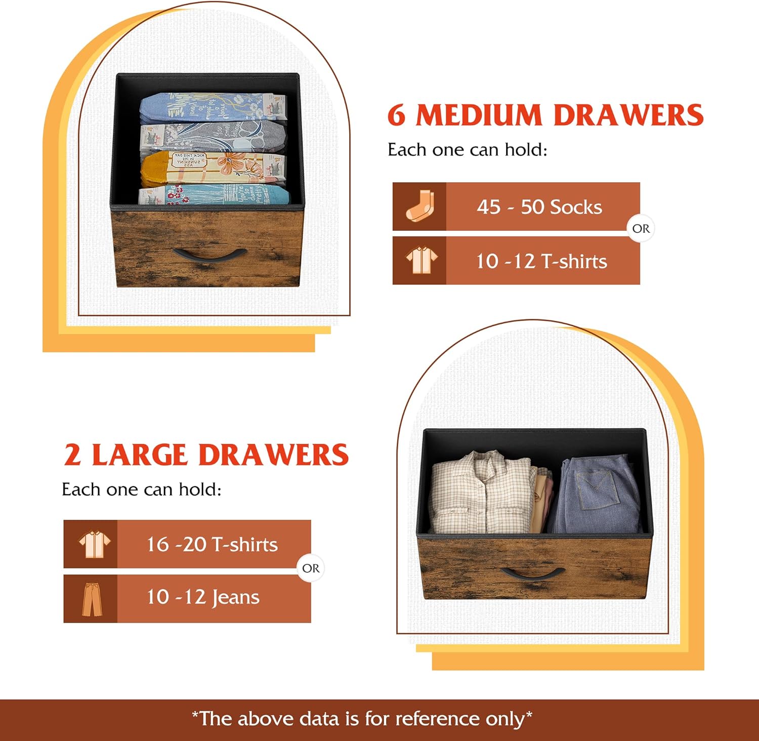 Fabric Dresser for Bedroom - Storage Drawer Unit as TV Stand for 32-43 inch TVs - Wide Dresser with 8 Large Deep Drawers