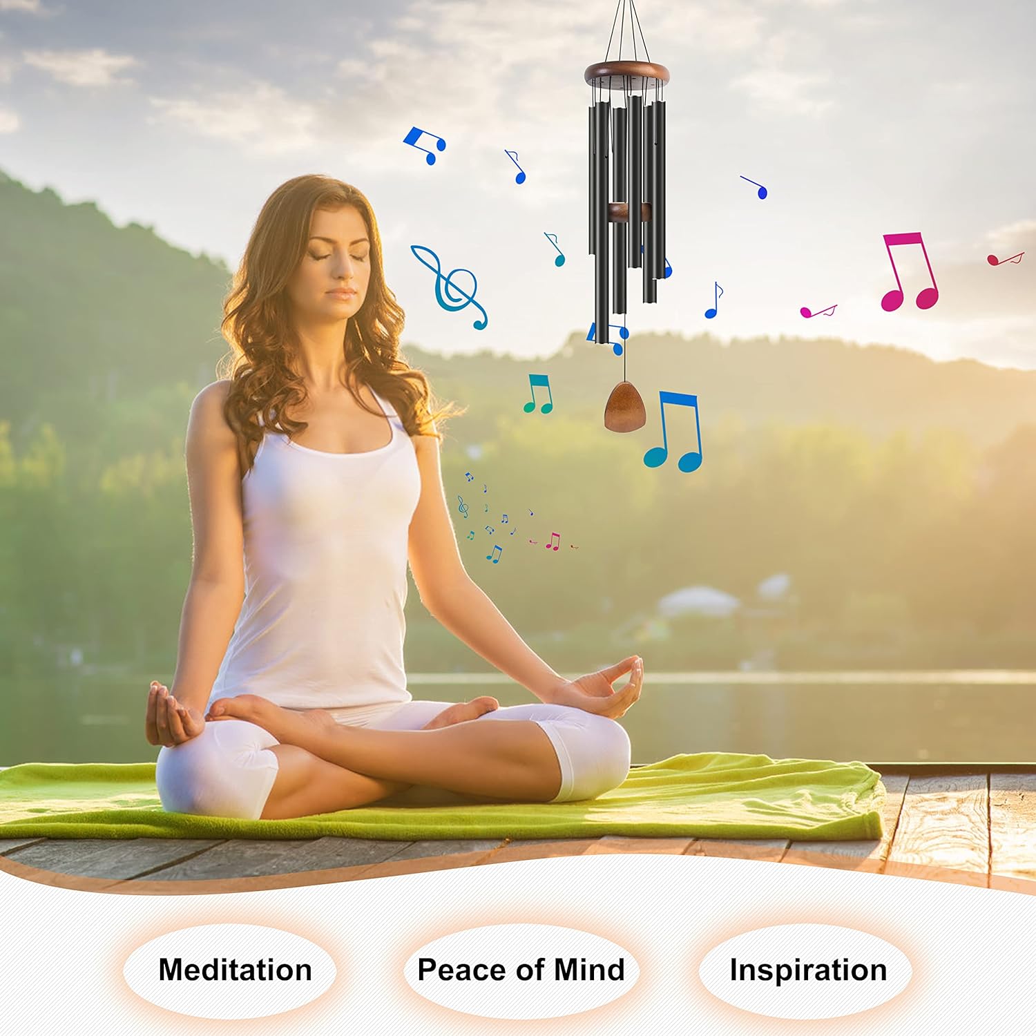 Large Aluminium Wind Chimes 37" Inches to Create a Zen Atmosphere Suitable for Outdoor