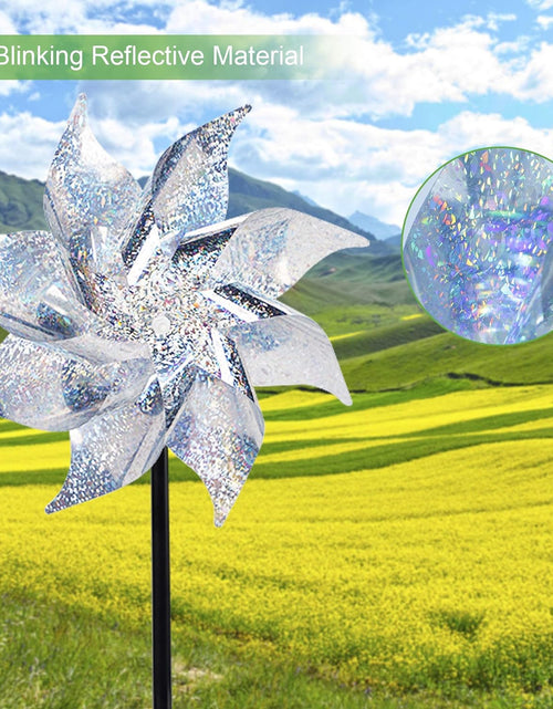 Load image into Gallery viewer, 10 Pack Reflective Pinwheels with Stakes, Extra Sparkly Pinwheel for Garden Decor
