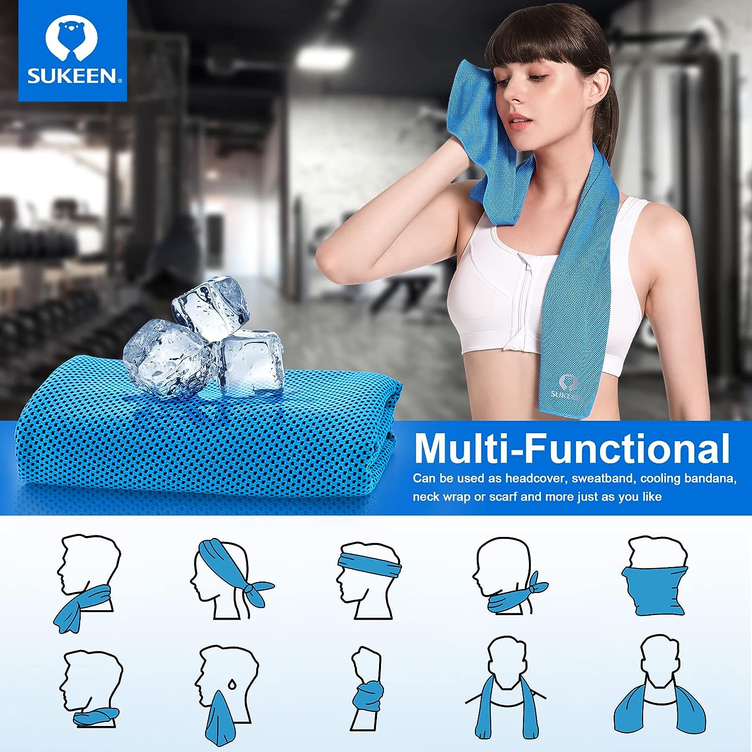 [4 Pack Cooling Towel (40"x12"), Ice Towel, Soft Breathable Chilly Towel