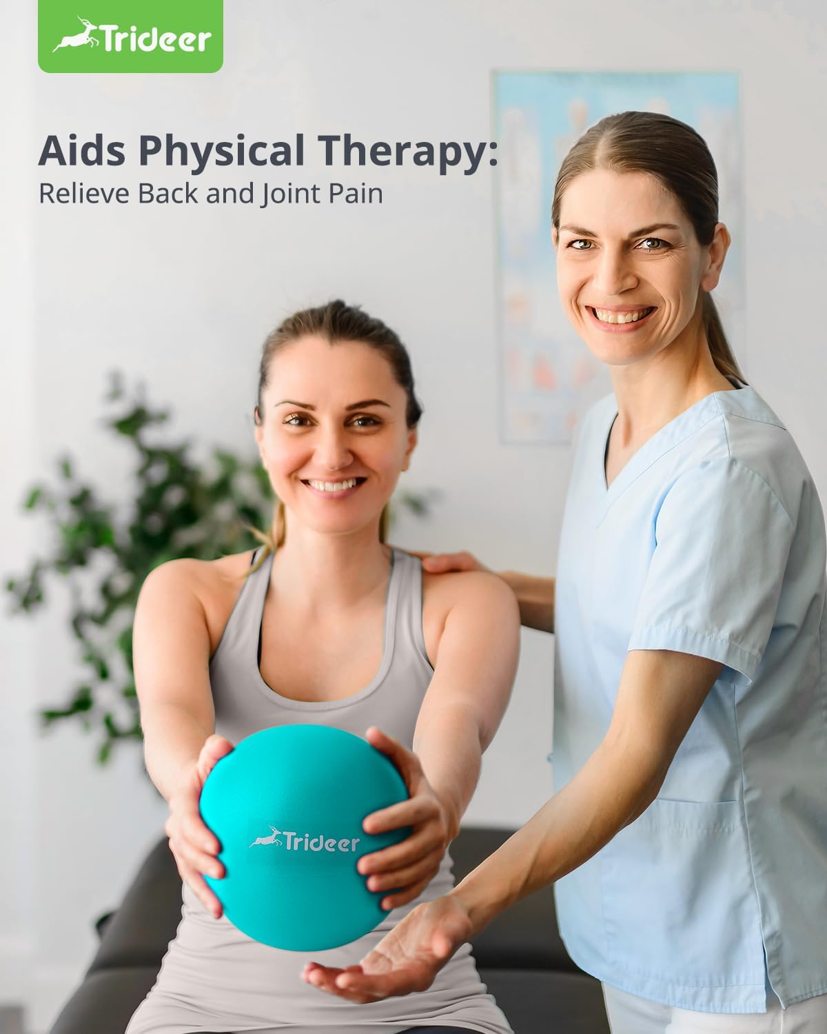 Pilates Ball 9 Inch Core Ball, Small Exercise Ball with Exercise Guide, Turkis