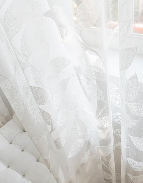 Load image into Gallery viewer, White Lace Sheer Curtains 63inch Vintage Leaf Knitted Window Curtain Drapes, 54&quot; W,  2 Panels
