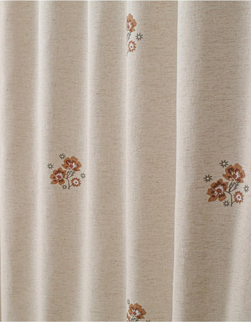Load image into Gallery viewer, Bedding Craft Linen Curtains Drapes, Flower Print Linen Curtains, 1 Piece, Natural Brown White 50 x 84 inches)
