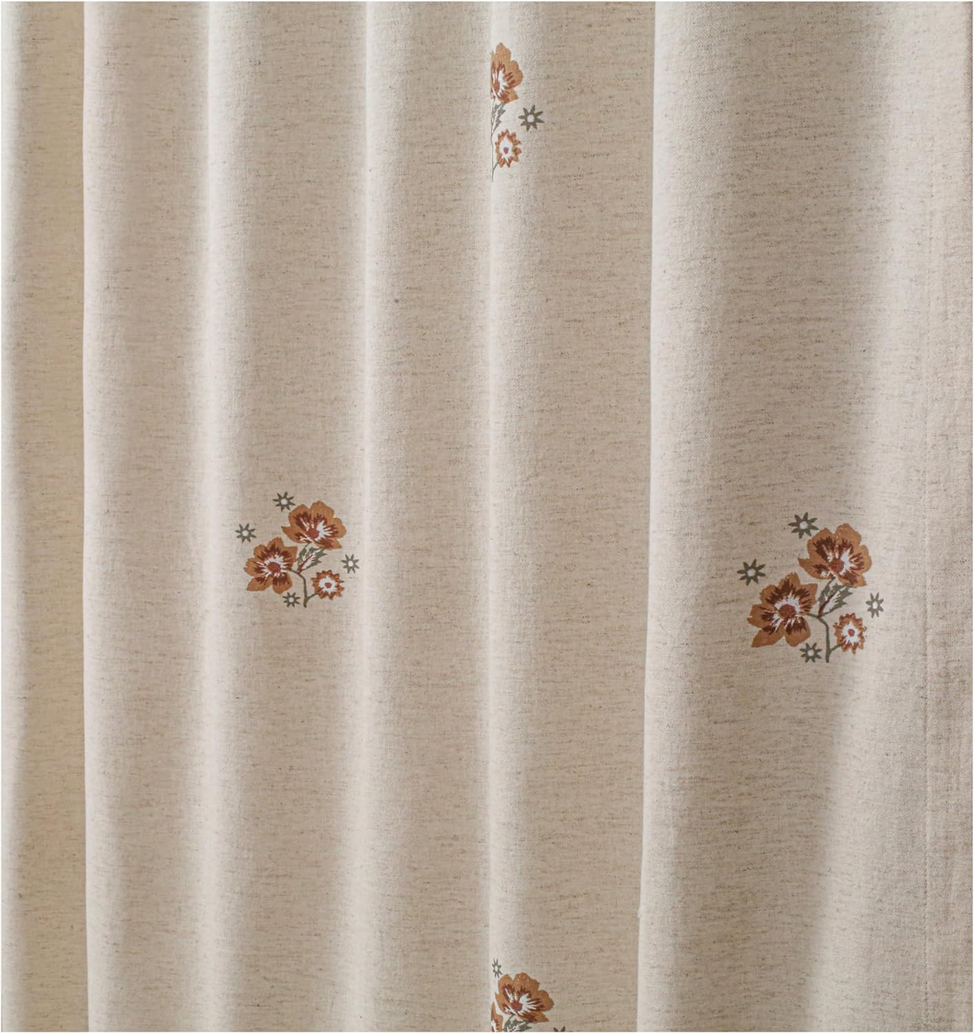 Bedding Craft Linen Curtains Drapes, Flower Print Linen Curtains, 1 Piece, Natural Brown White 50 x 84 inches)