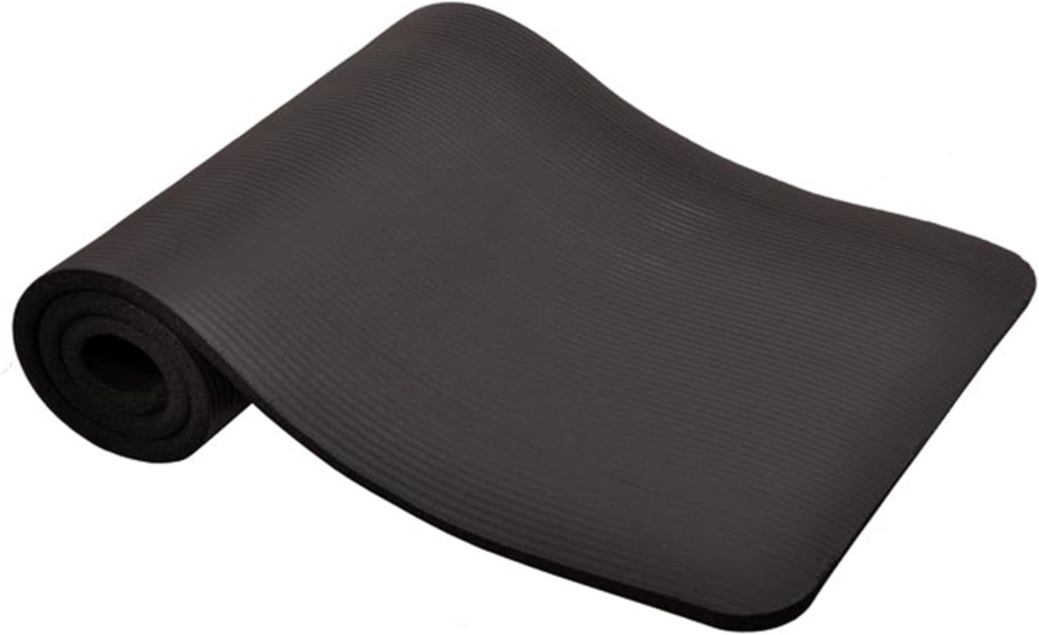 All-Purpose 1-Inch Extra Thick High Density Anti-Tear Exercise Yoga Mat with Carrying Strap, Black