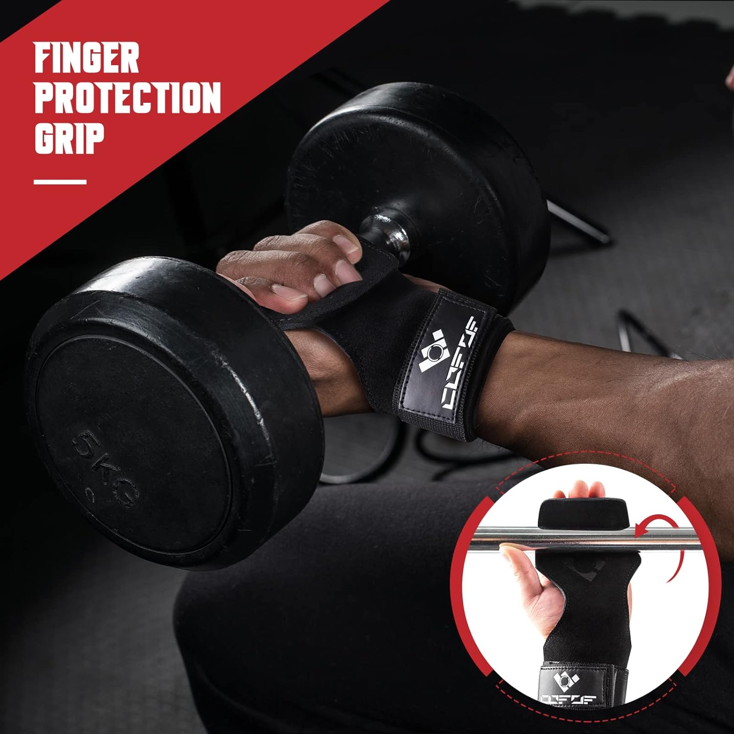 Double Layer Leather Weightlifting Wrist Strap for Deadlift and Powerlifting, Midnight Black, Pair