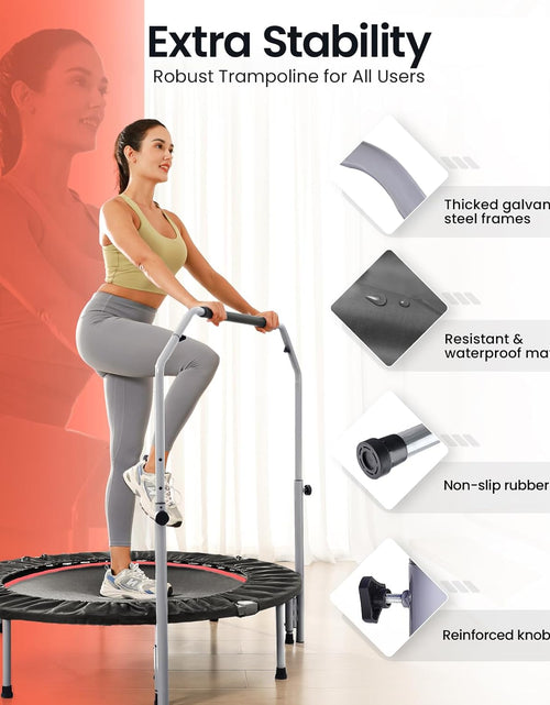 Load image into Gallery viewer, Foldable Mini Trampoline Max Load 330lbs/440lbs, Fitness Rebounder with Adjustable Foam Handle, 40-Inch
