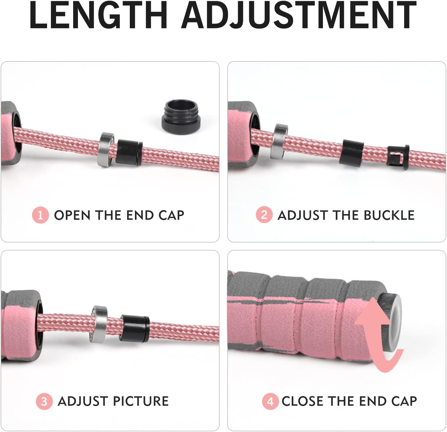 Jump Rope Cotton Adjustable Skipping Weighted Jumprope for Women, Pink