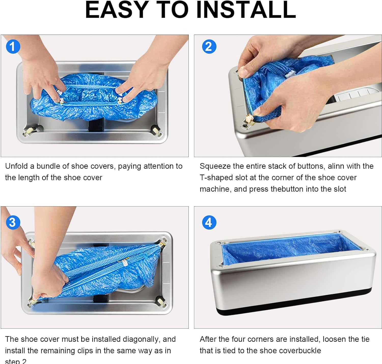 Automatic Shoe Covers Dispenser with Disposable Shoe Covers 200pcs , Silver